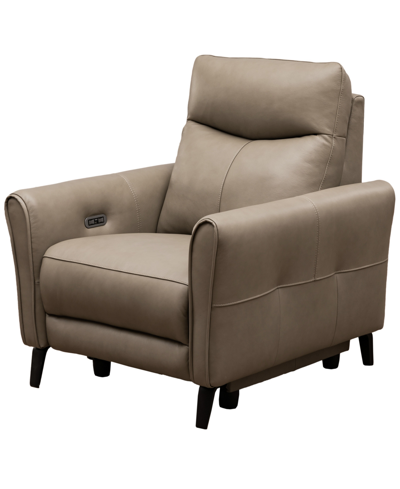 Abbyson Living Orly Leather Power Recliner With Power Headrest In Beige