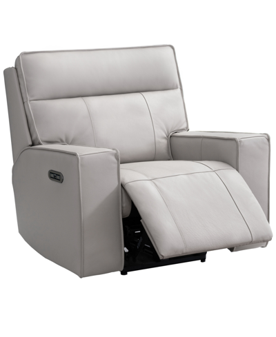 Abbyson Living Kameron Leather Power Recliner With Power Headrest In Gray