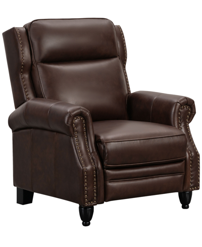 Abbyson Living Polly Leather Pushback Recliner In Brown