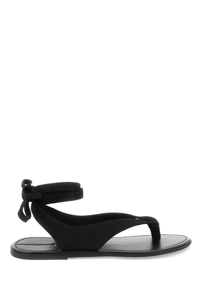 The Row Nabuk Thong Sandals In Black