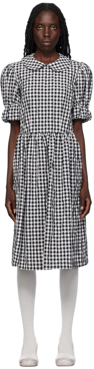 Comme Des Garcons Girl Gingham Check-pattern Midi Dress In Black/ White