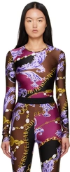 Versace Jeans Couture Purple Chain Couture Bodysuit In Eg51 Plum/crimson