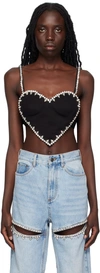 Area Heart-motif Crystal-embellished Top In Black