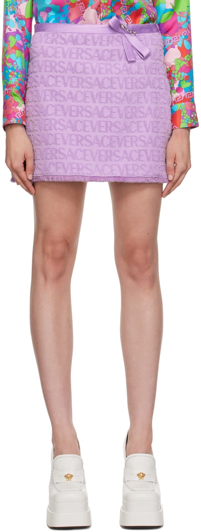 Versace X Dua Lipa Logo-jacquard Miniskirt In Purple