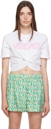 Versace Safety-pin Logo-print T-shirt In White