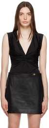 Versace Black Knotted Bodysuit In 1b000/black