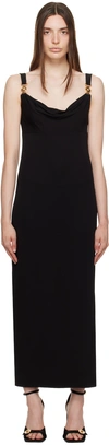 Versace Medusa Plaque Scoop Back Midi Dress In 1b000/black
