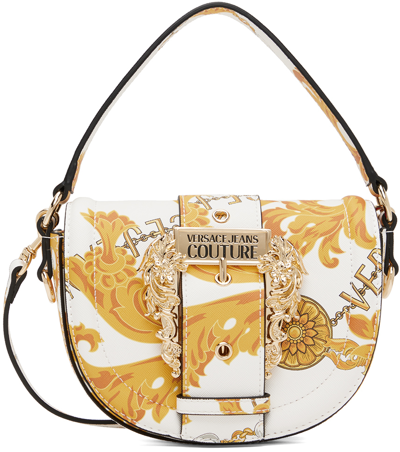 Versace Jeans Couture Chain Couture Faux-leather Crossbody Bag In Eg03 White + Gold