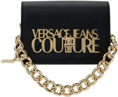 Versace Jeans Couture Shoulder Bag In Black Faux Leather In E899 Black