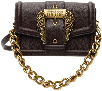 Versace Jeans Couture Brown Curb Chain Bag In E741 Cocoa