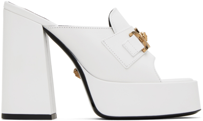 Versace Medusa '95 Leather Mules With Plateau In White
