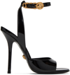 VERSACE BLACK SAFETY PIN HEELED SANDALS