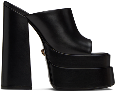 Versace Black Platform Heeled Sandals In 1b00v Black