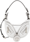 Versace Repeat Studded Leather Hobo Bag In 1w00p Optical White