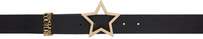 Versace Jeans Couture Black Star Logo Belt In E899 Black