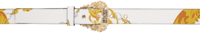 Versace Jeans Couture White Chain Couture Baroque Buckle Belt In Eg03 White + Gold