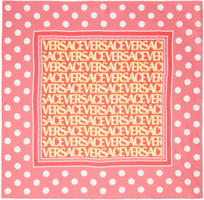 Versace Logo Polka-dot Print Scarf In 5p150 Fuxia Pink