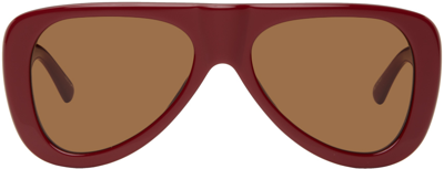 Attico X Linda Farrow Edie Aviator Sunglasses In Bordeaux