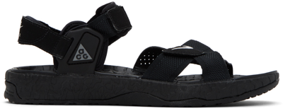 Nike Acg Air Deschutz Suede And Webbing-trimmed Rubber Sandals In Black