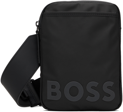Hugo Boss Black Logo Reporter Pouch In 001 - Black