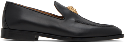 Versace La Medusa Leather Loafers In Black