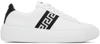 Versace White White Black Greca Embroidered Sneakers In 2w020-white+black