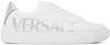 Versace La Greca Logo-print Low-top Sneakers In 2w270-white+silver