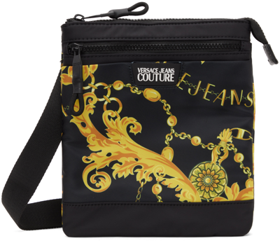 Versace Jeans Couture Black Chain Couture Messenger Bag In Eg89 Black + Gold
