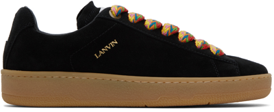 Lanvin Lite Curb Leather Low Top Sneakers In Black