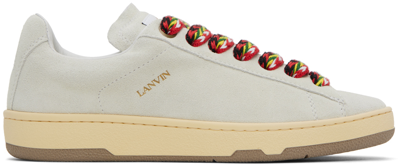 Lanvin Lite Curb Leather Sneakers In Beige