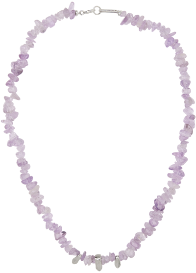 Isabel Marant Purple Beaded Necklace In Greyish Lilac