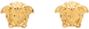 Versace Mens Gold Medusa Head Brass Stud Earrings In D00h-warm Gold