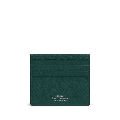 Smythson 8 Card Slot Flat Card Holder In Panama In Forest