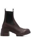 Ganni Woman Ankle Boots Burgundy Size 7 Rubber In Red