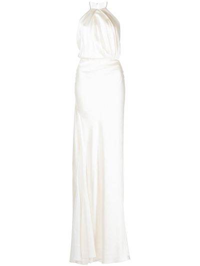 Michelle Mason Pleated-detail Silk Gown In White