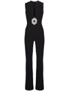 Balmain Embellished Crêpe Jumpsuit In 0pa
