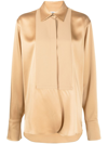 Jil Sander Satin-finish Panelled Shirt In Brown