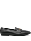 LOVE MOSCHINO LOGO-LETTERING LEATHER LOAFERS