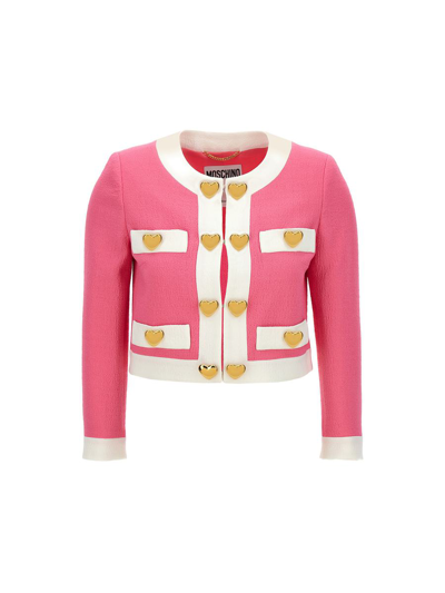 Moschino Heart Buttons Jackets Pink In Nude & Neutrals