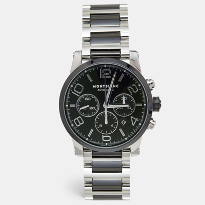 Pre-owned Montblanc Black Ceramic Stainless Steel Timewalker 103094 Men's Wristwatch 43 Mm