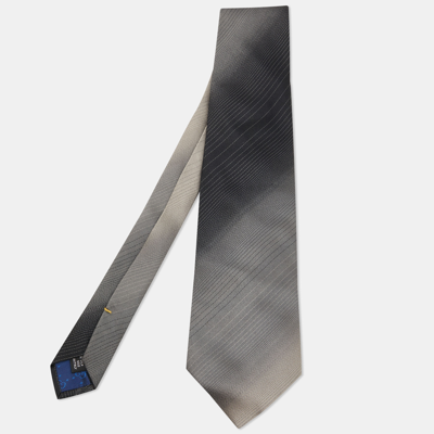 Pre-owned Gucci Dark Grey Ombre Diagonal Striped Silk Tie