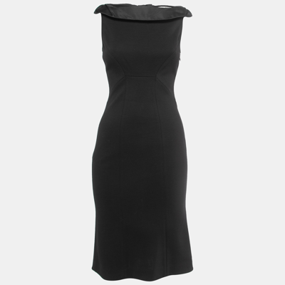 Pre-owned Diane Von Furstenberg Black Wool Sleeveless Pansy Dress S
