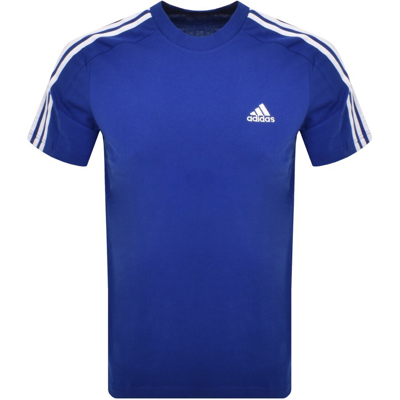 Adidas Originals Adidas Essentials 3 Stripe T Shirt Blue