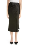 Acne Studios Iala Topstitch Satin Wrap Skirt In Silver