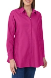 Foxcroft Olivia Smocked Cuff Cotton Blend Button-up Shirt In Fuchsia