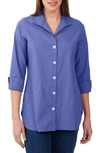 Foxcroft Meghan Solid Cotton Button-up Shirt In Dark Chambray