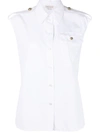 Alexander Mcqueen Military-pocket Sleeveless Shirt In White