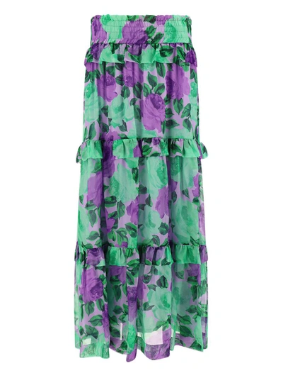 P.a.r.o.s.h High-waisted Graphic-print Skirt In Lilac,green