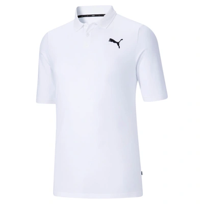 Puma Essentials Men's Pique Polo Shirt In White-cat