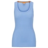 Hugo Boss Scoop-neck Top With Logo Embroidery In Light Blue